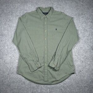 Polo Ralph Lauren Button Down Shirt Men's Size XL Plaid Green‎ Preppy Back Pleat